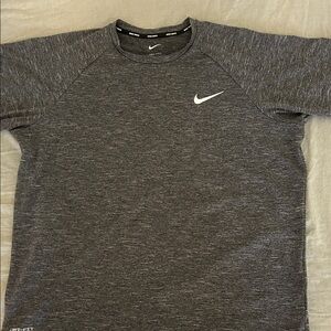 Nike Heather Gray Short Sleeve Performance Tee with White Swoosh